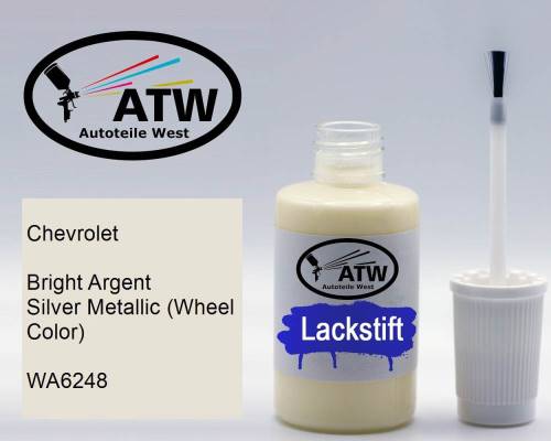 Chevrolet, Bright Argent Silver Metallic (Wheel Color), WA6248: 20ml Lackstift, von ATW Autoteile West.